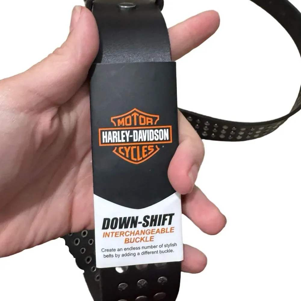 NWT Harley-Davidson Men's Down Shift Studded Leather Belt Black Size 40